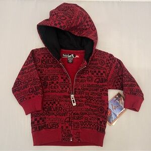 Quiksilver Kids Patterned Red Zip-Up Hoodie